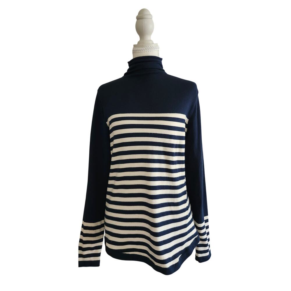 Duluth Trading S'no Sweat Turtleneck Women's S Striped Navy Performance